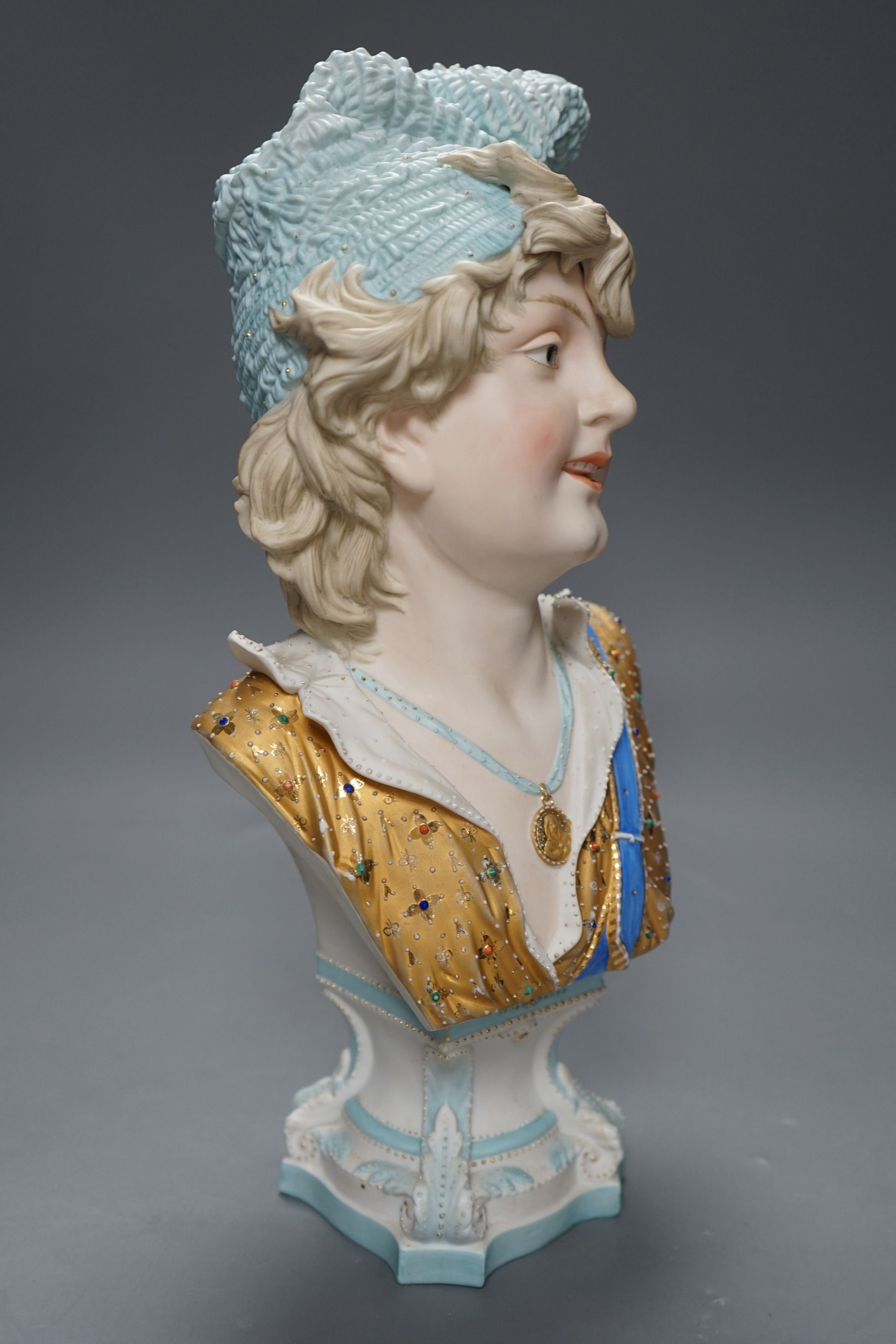 French bisque portrait bust, 38 cms high